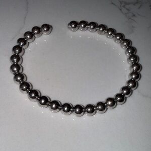 Elegant Sterling Silver Beaded Bangle Bracelet